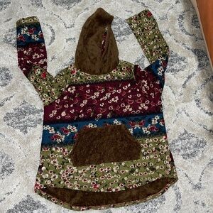 NWOT Floral Fuzzy Hoody